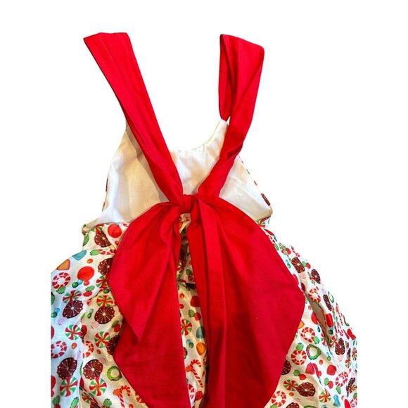 NWT Pleiades Holiday Dress Candy Print With Red Straps & Bow Sz 6 - Picture 5 of 8